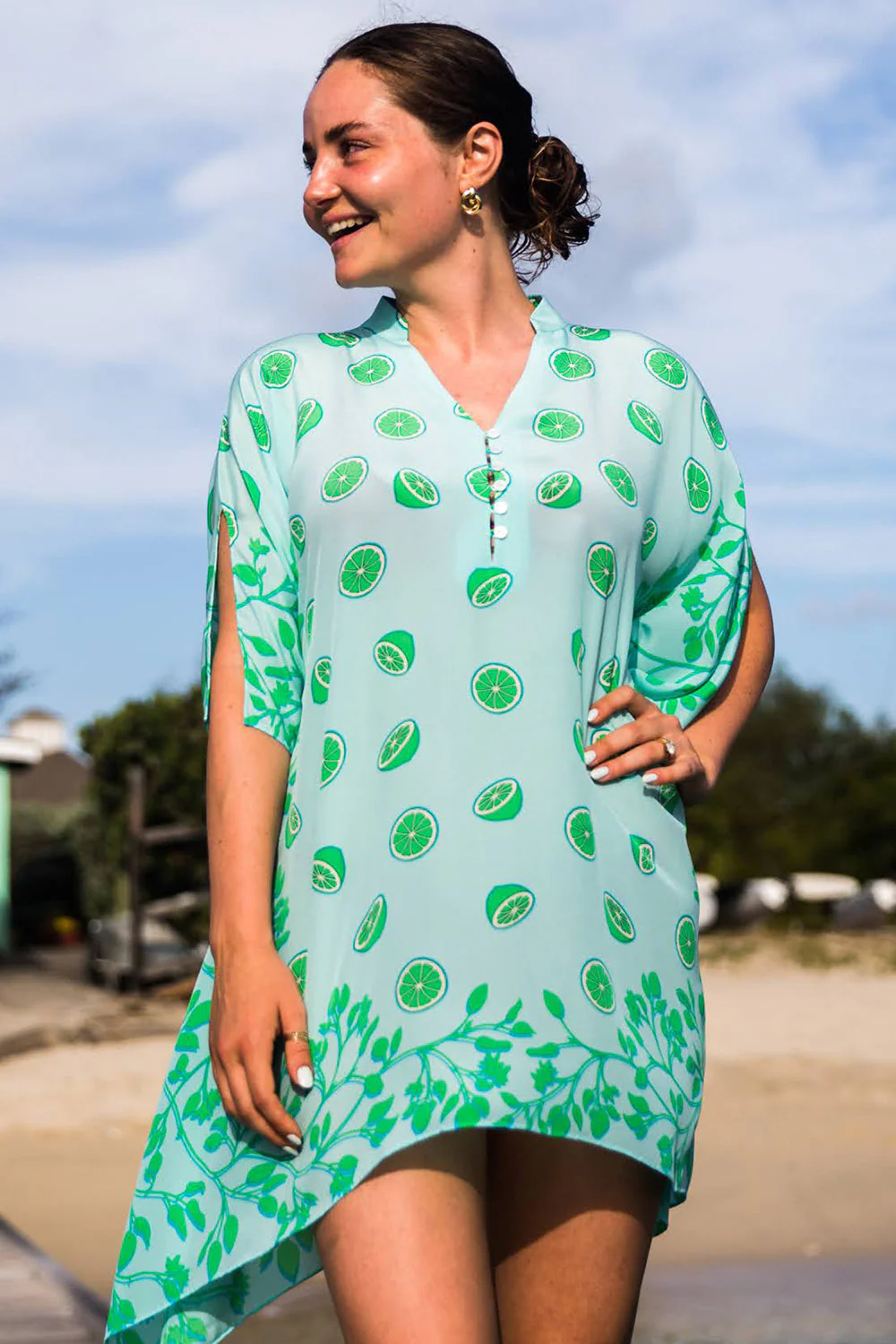 Silk Lotty Kaftan LIME TREE - Image 3