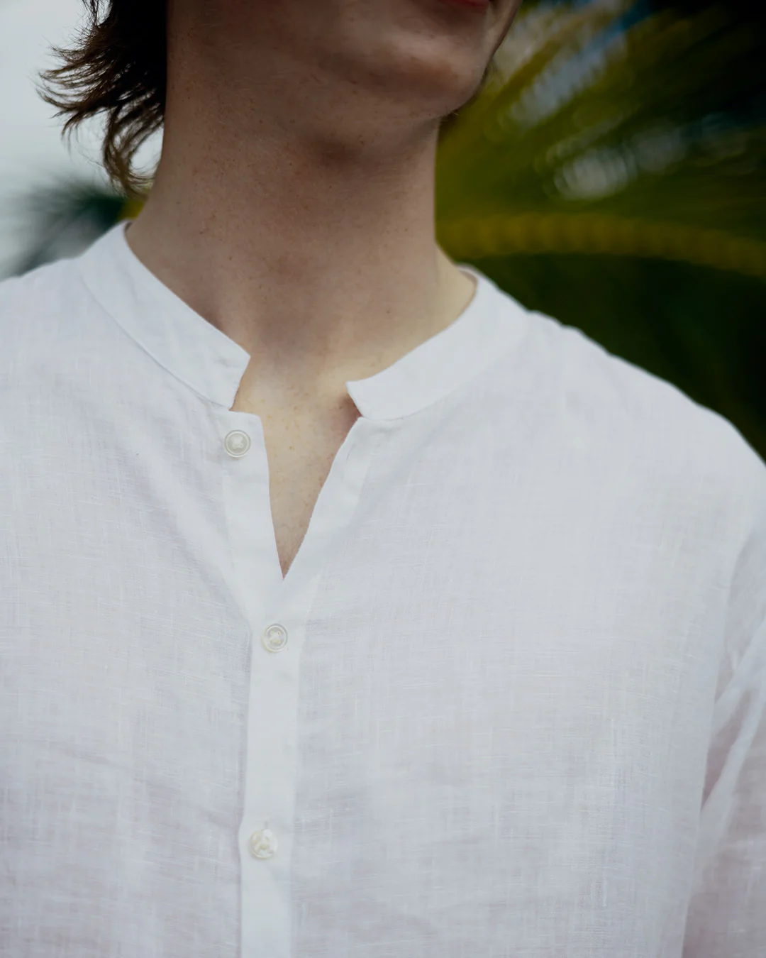 Linen Collarless Shirt - Image 3