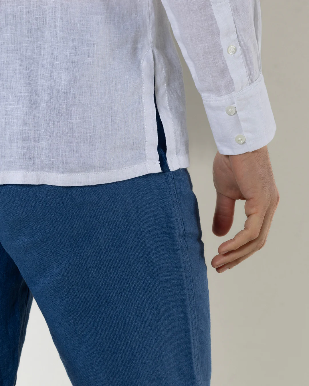 Linen Collarless Shirt - Image 8