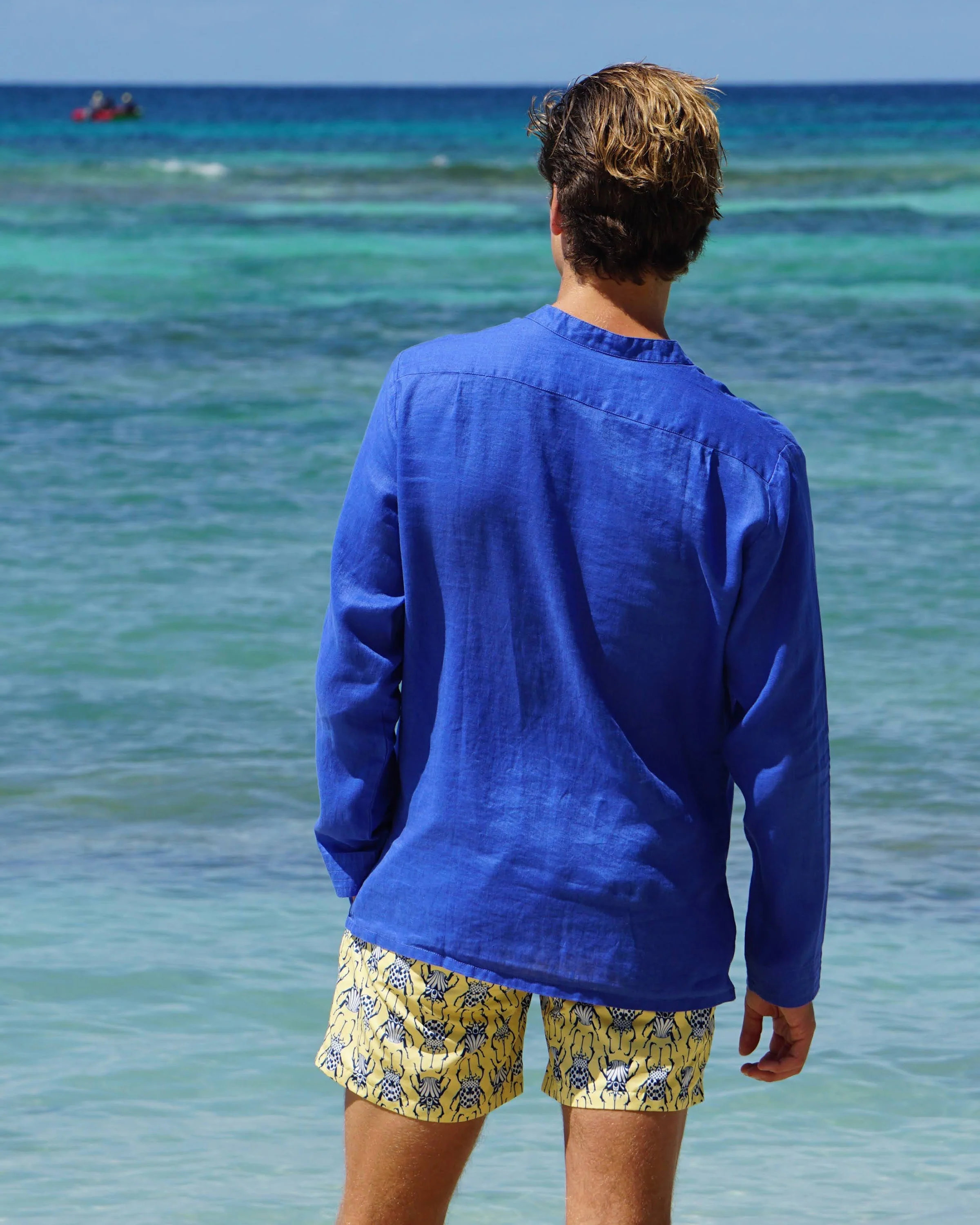 Linen Collarless Shirt - Image 3