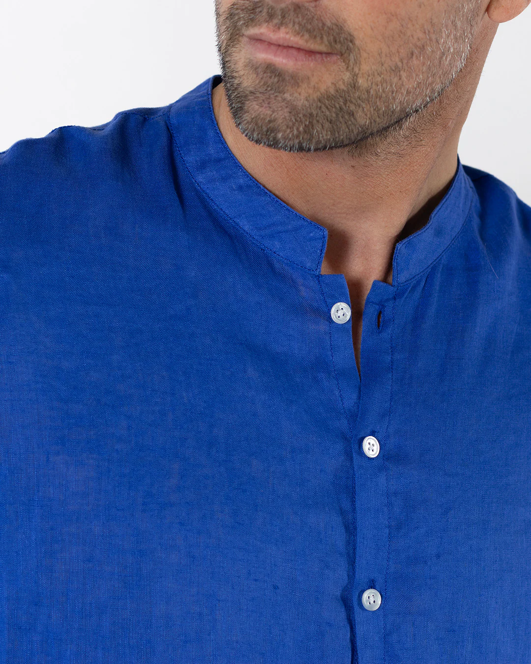 Linen Collarless Shirt - Image 4