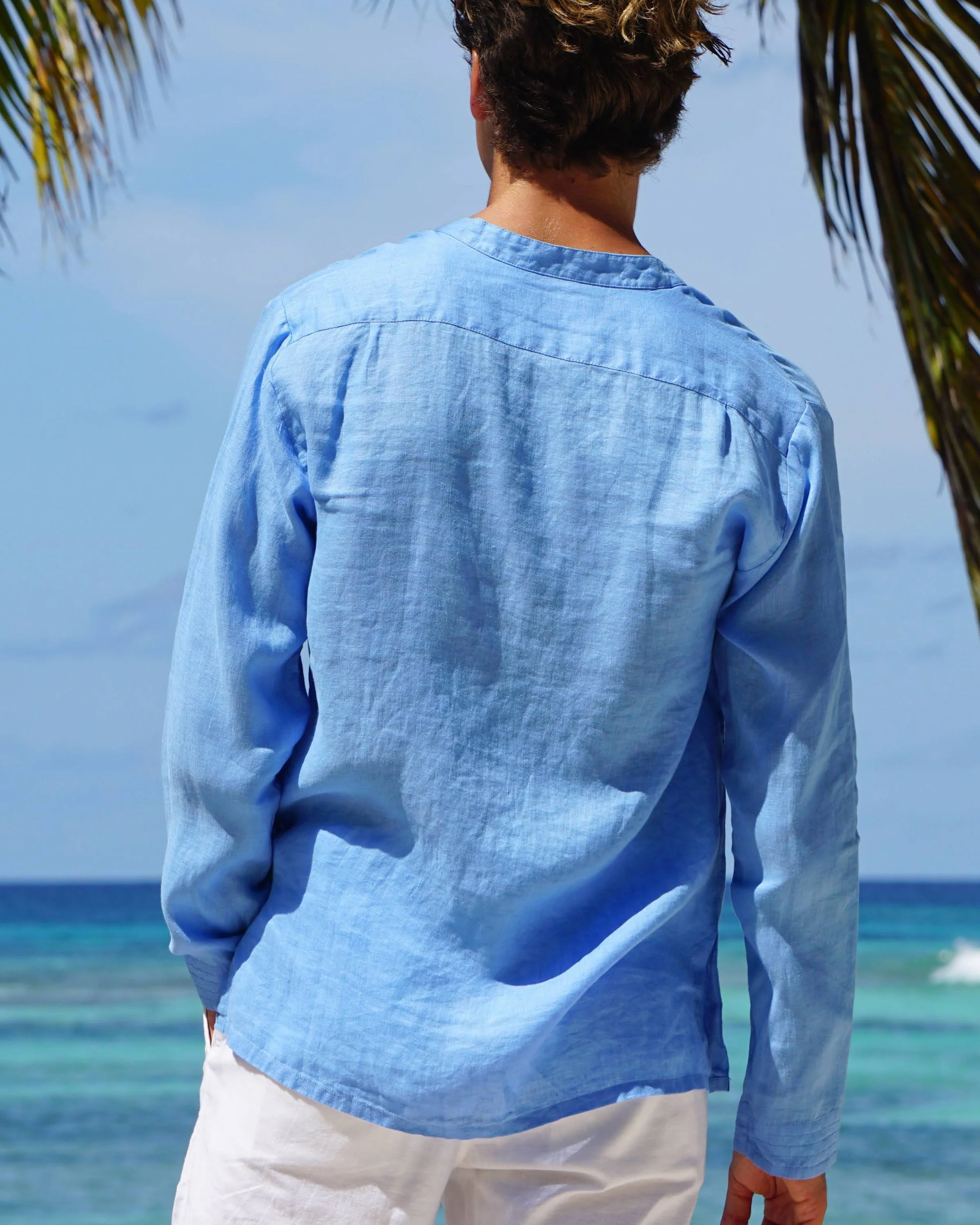 Linen Collarless Shirt - Image 4