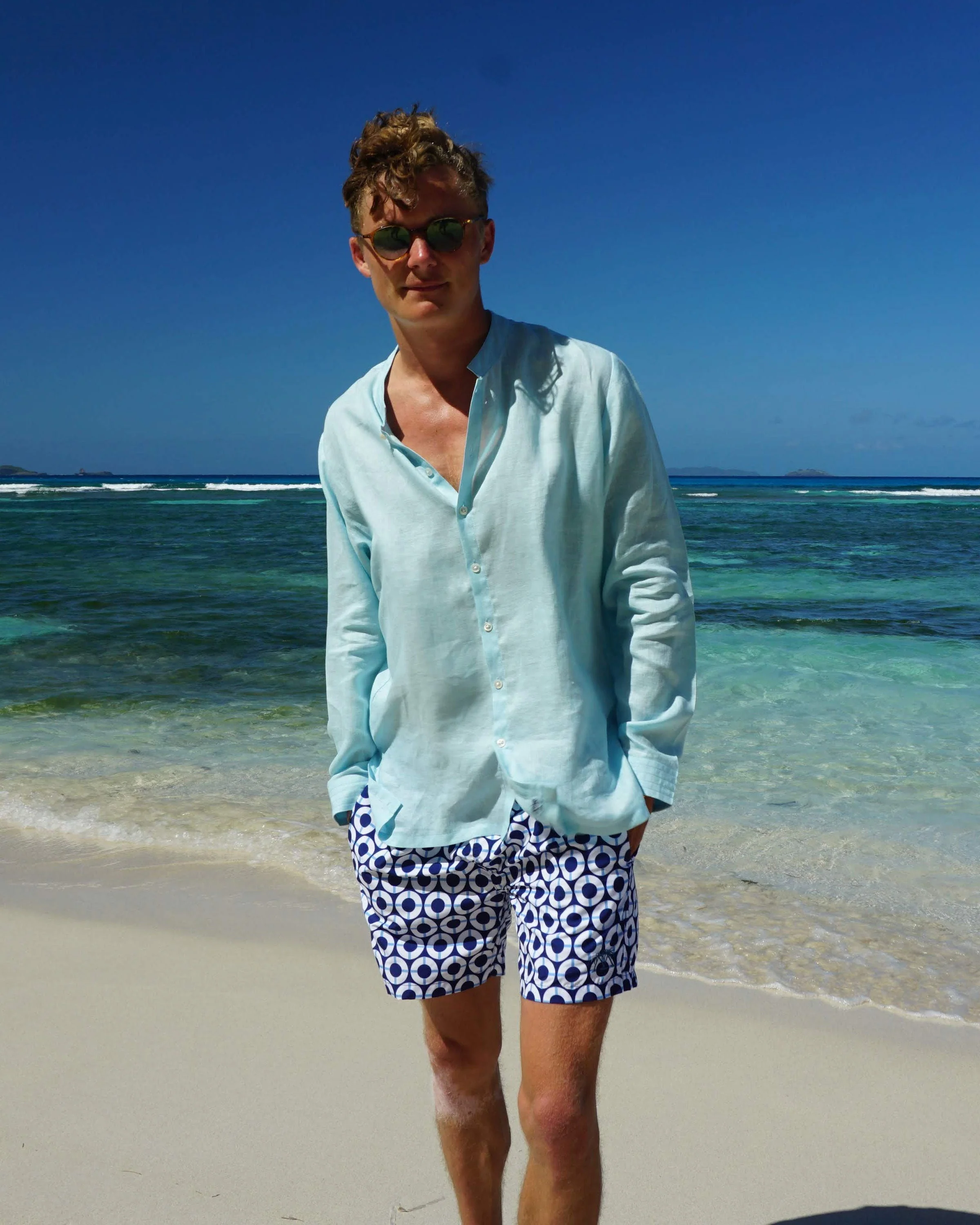 Linen Collarless Shirt - Image 3