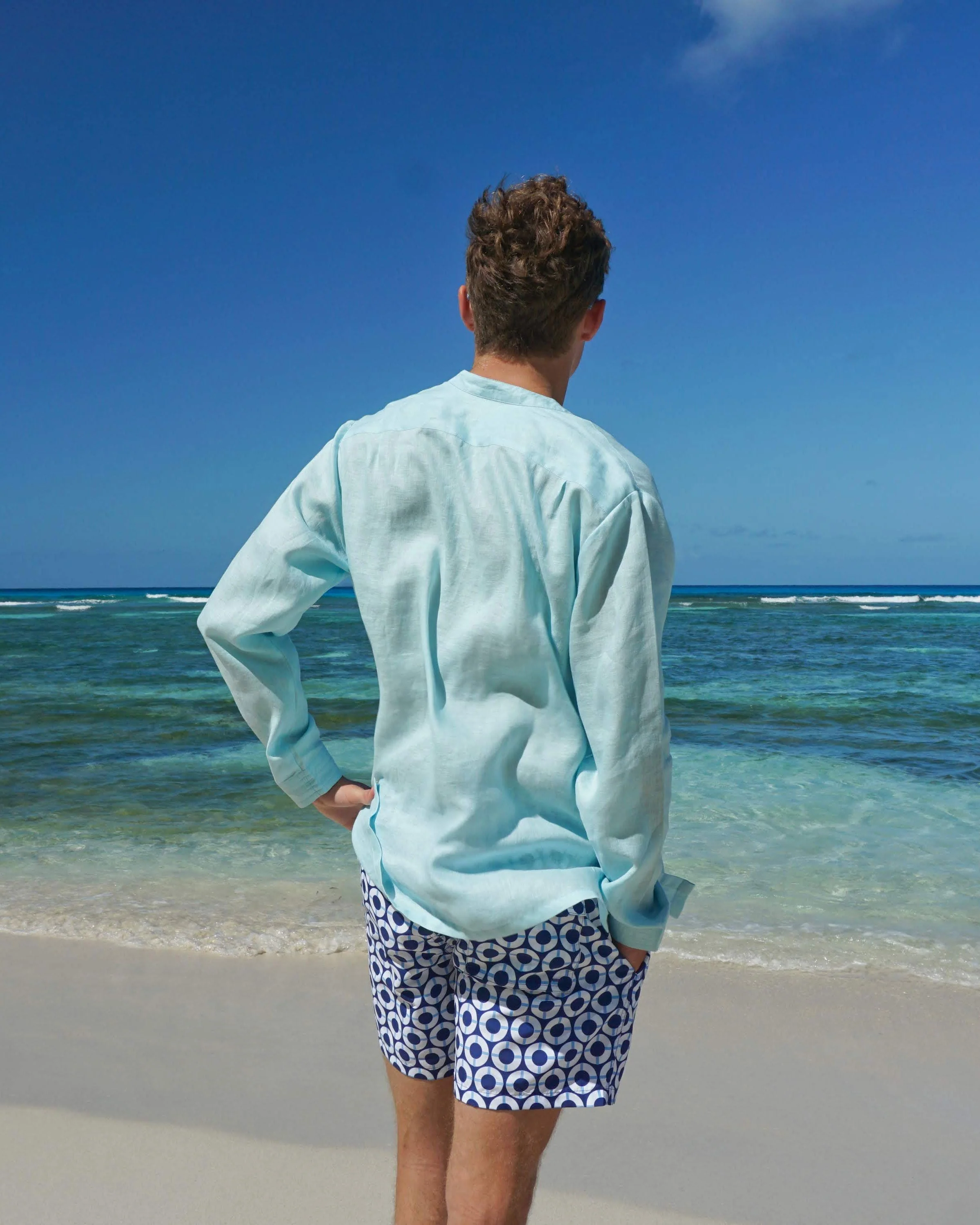 Linen Collarless Shirt - Image 4