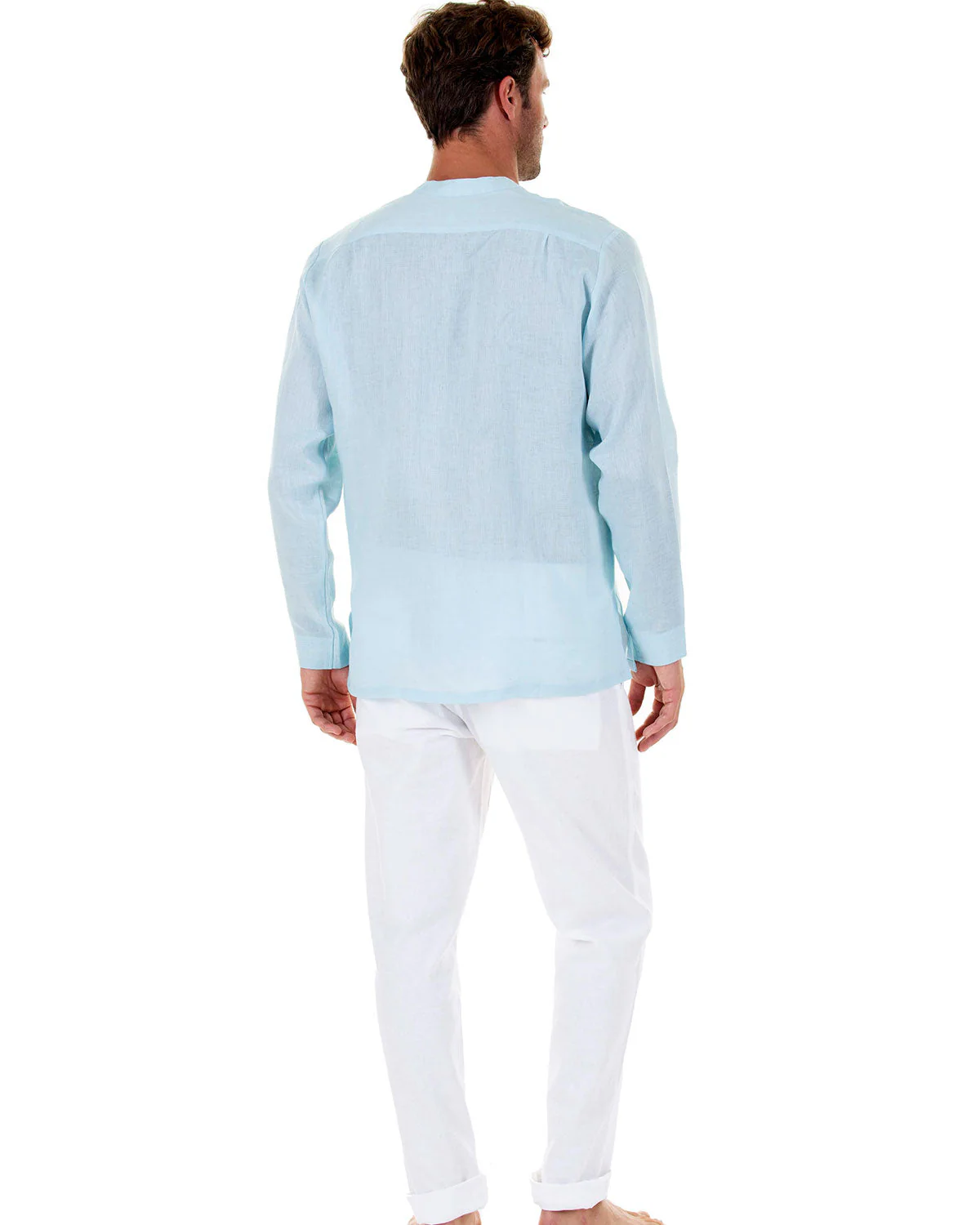 Linen Collarless Shirt - Image 6