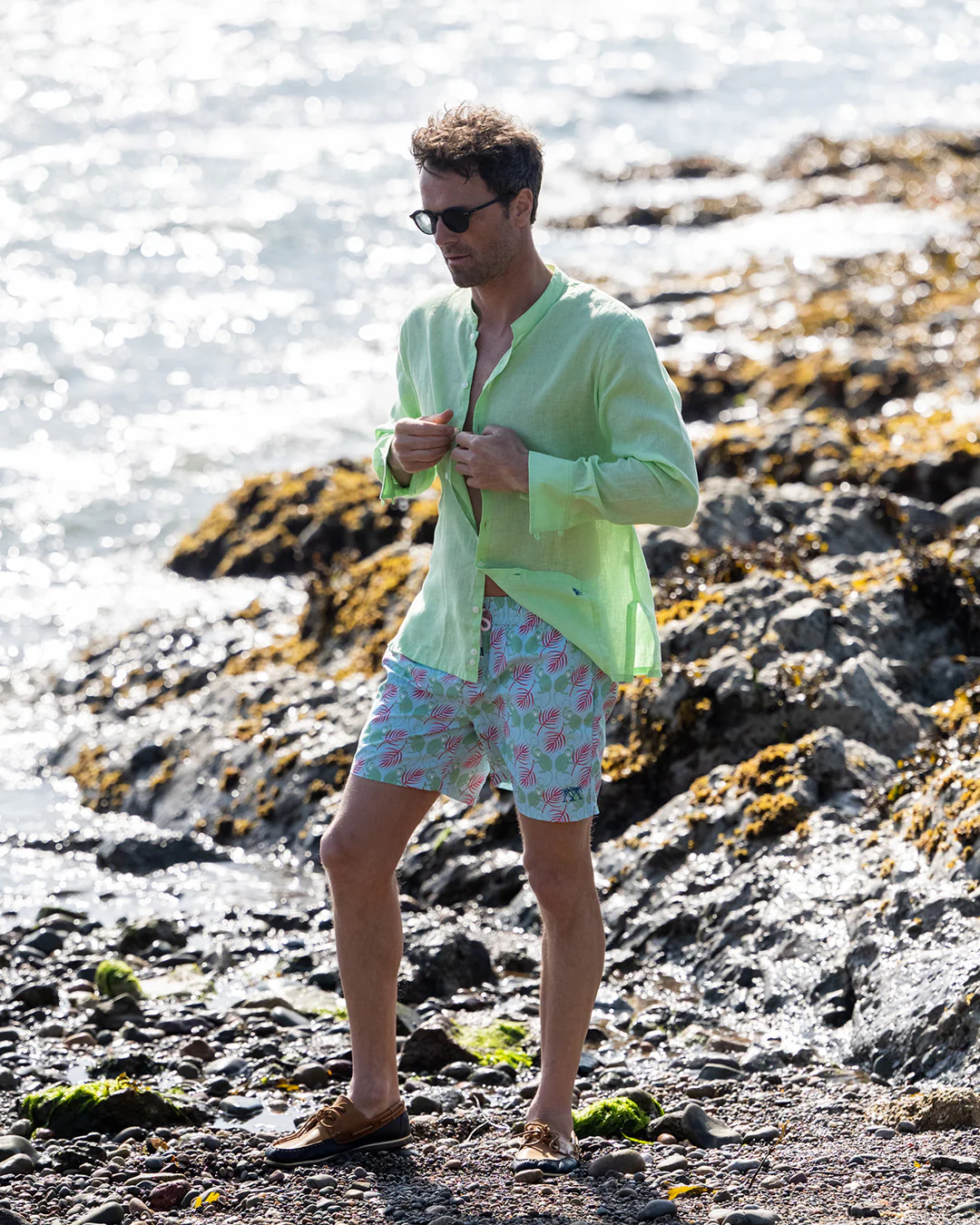 Linen Collarless Shirt - Image 4