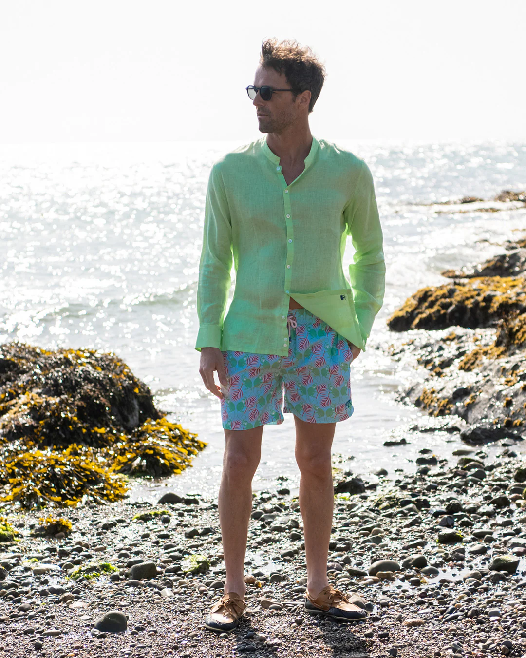 Linen Collarless Shirt - Image 5