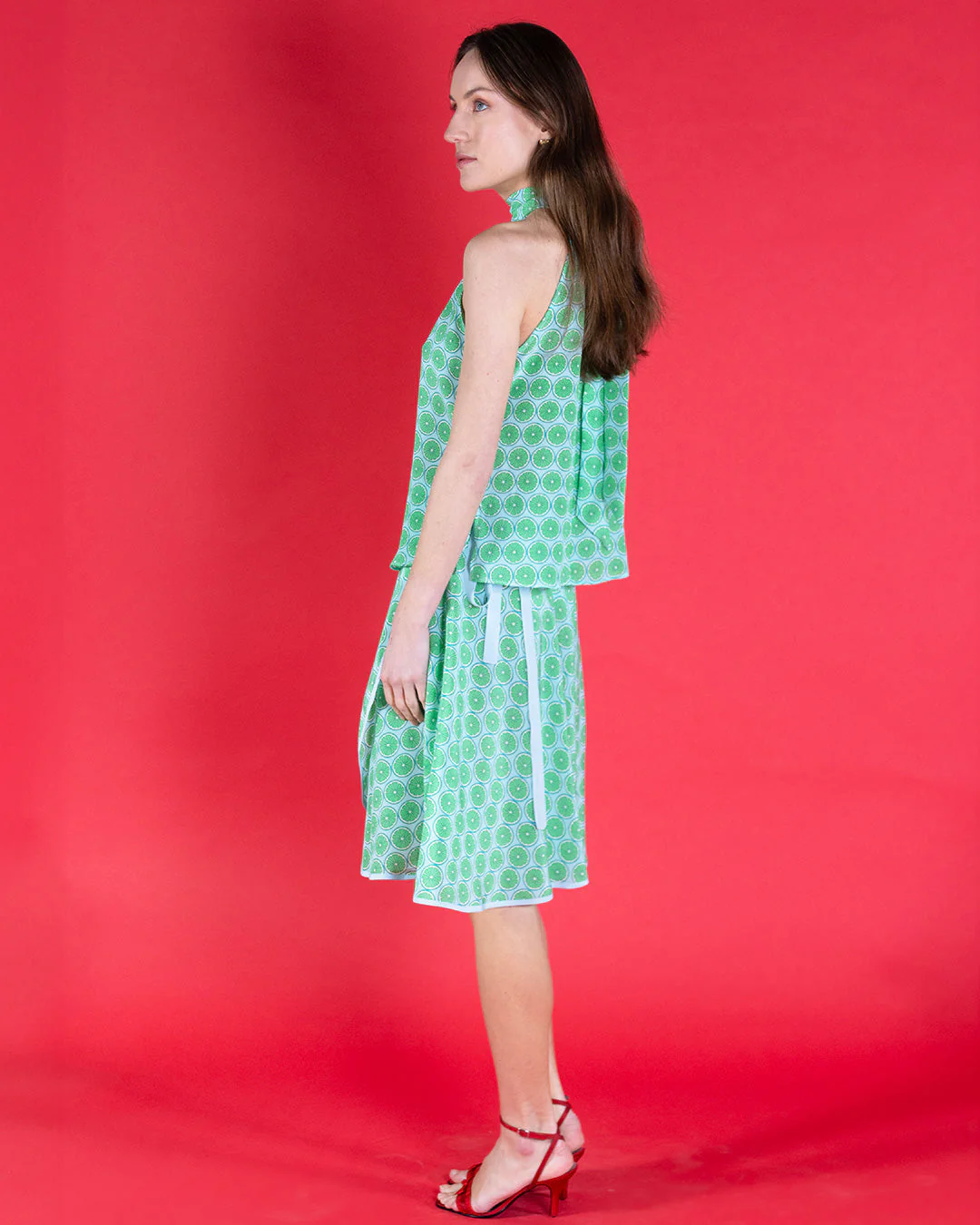 Silk Olivia Halter Neck Top LIME SLICE - Image 5