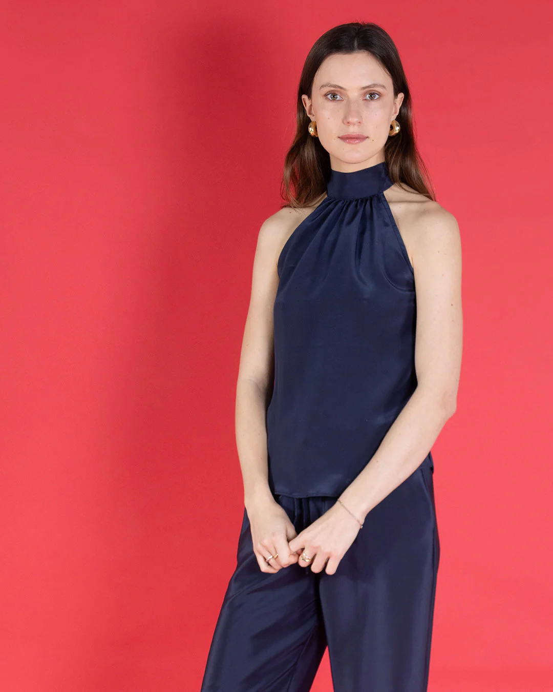 Silk Olivia Halter Neck Top - Image 3