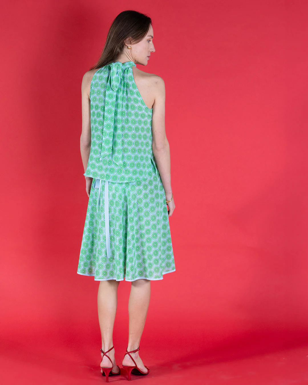 Silk Olivia Wrap Skirt LIME SLICE - Image 3