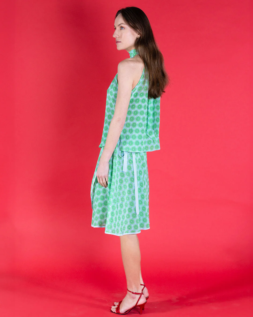 Silk Olivia Wrap Skirt LIME SLICE - Image 4