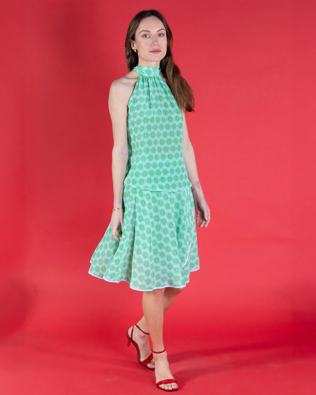 Silk Olivia Wrap Skirt LIME SLICE - Image 6