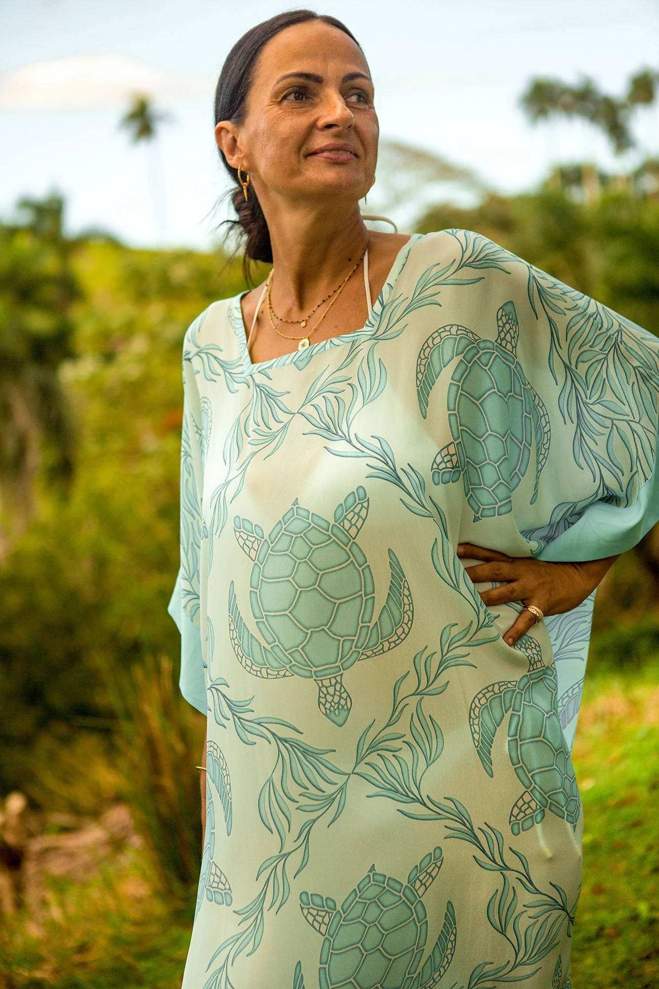 Silk Samantha Kaftan TURTLE TRELLIS - Image 4