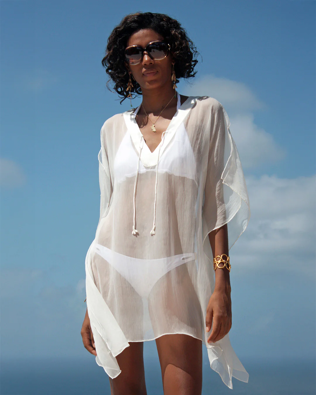 Silk Chiffon Short Kaftan