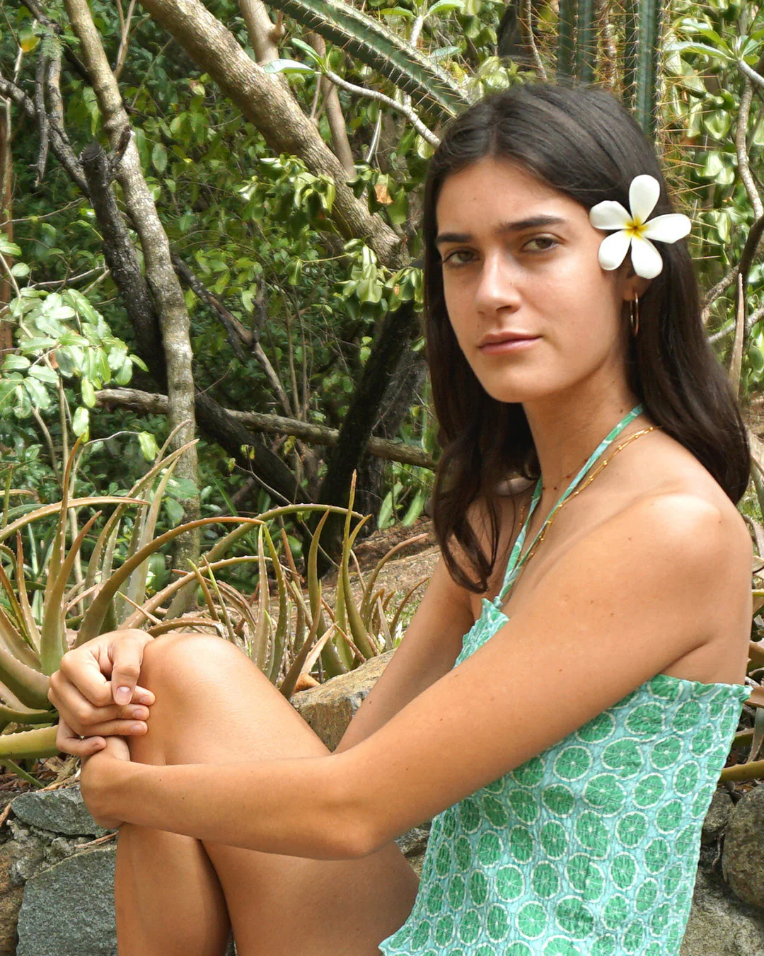 Silk Ruffle Bandeau Top LIME SLICE - Image 7