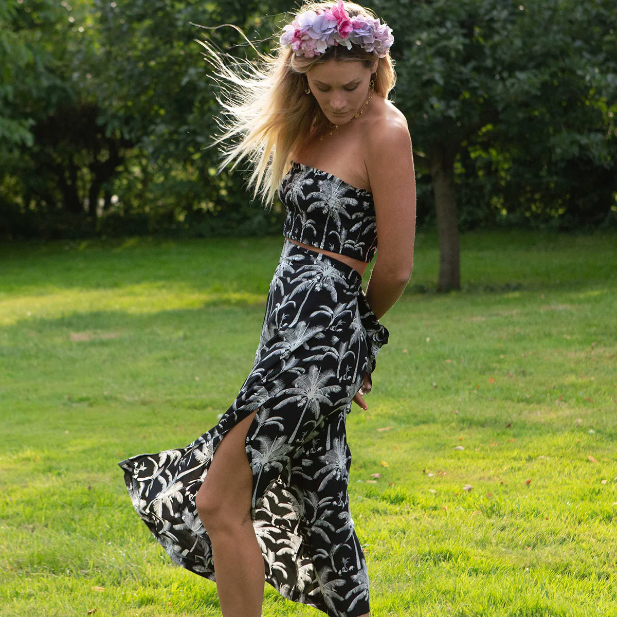 Silk Ruffle Bandeau Top PLANTATION - Image 5