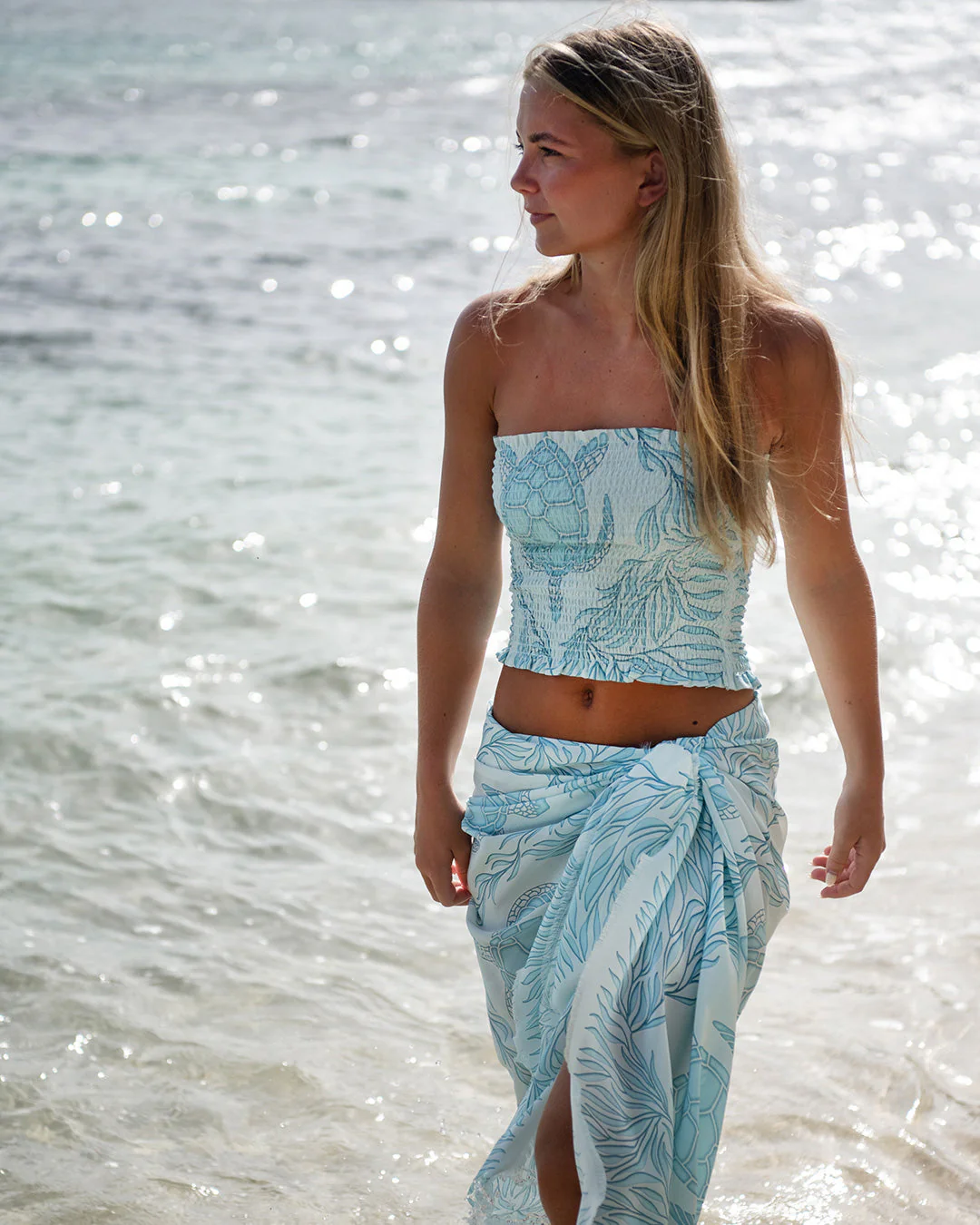 Silk Ruffle Bandeau Top TURTLE TRELLIS - Image 3
