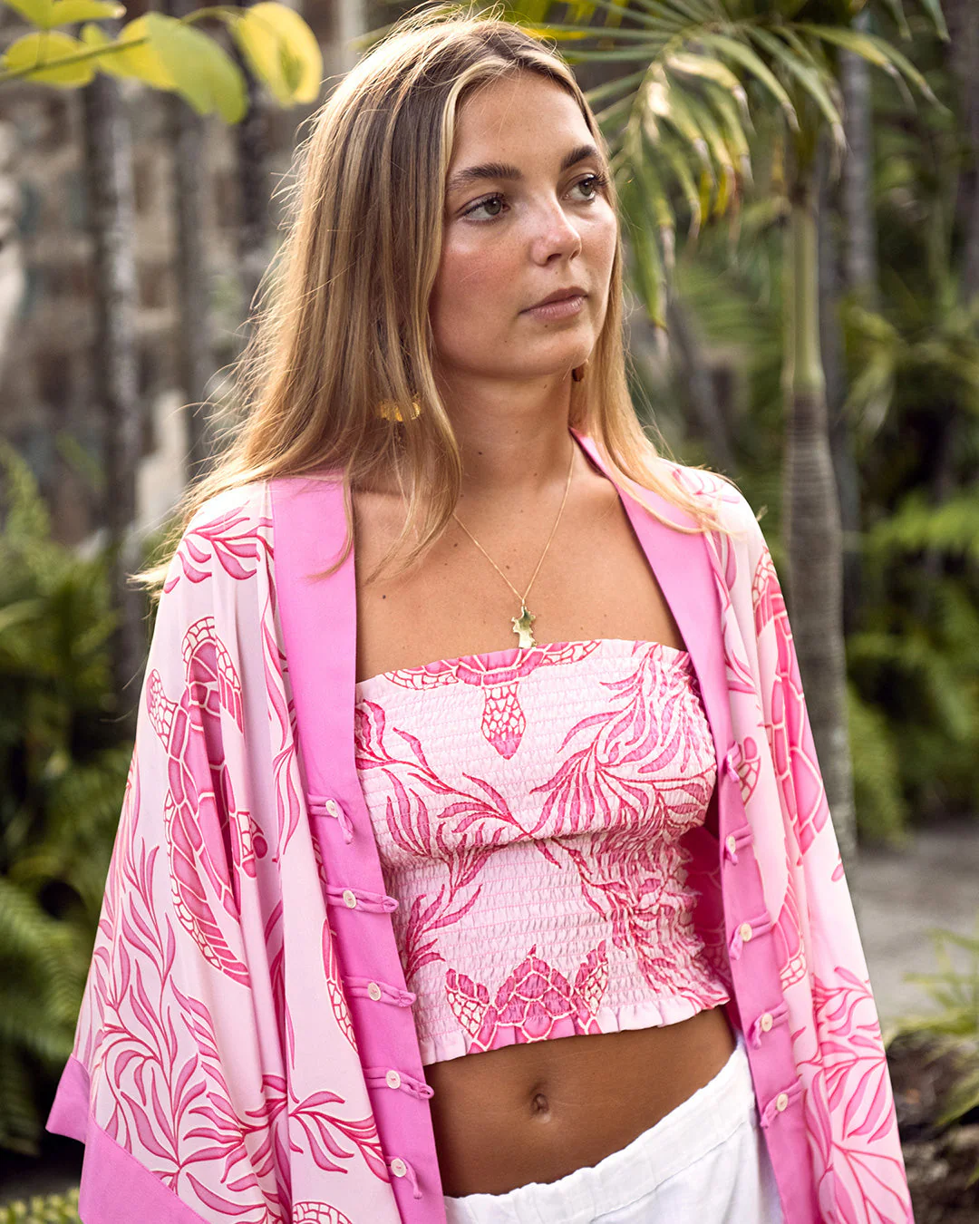 Silk Ruffle Bandeau Top TURTLE TRELLIS - Image 5