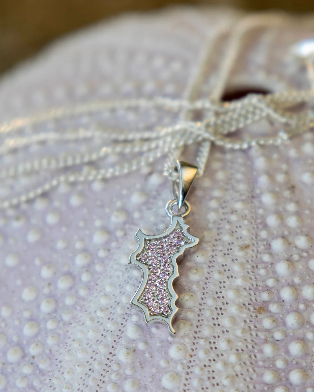 Silver Diamante Mini Mustique Island Pendant