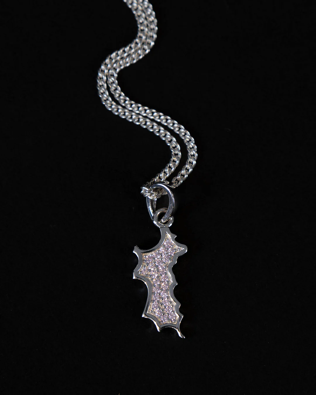 Silver Diamante Mini Mustique Island Pendant - Image 2