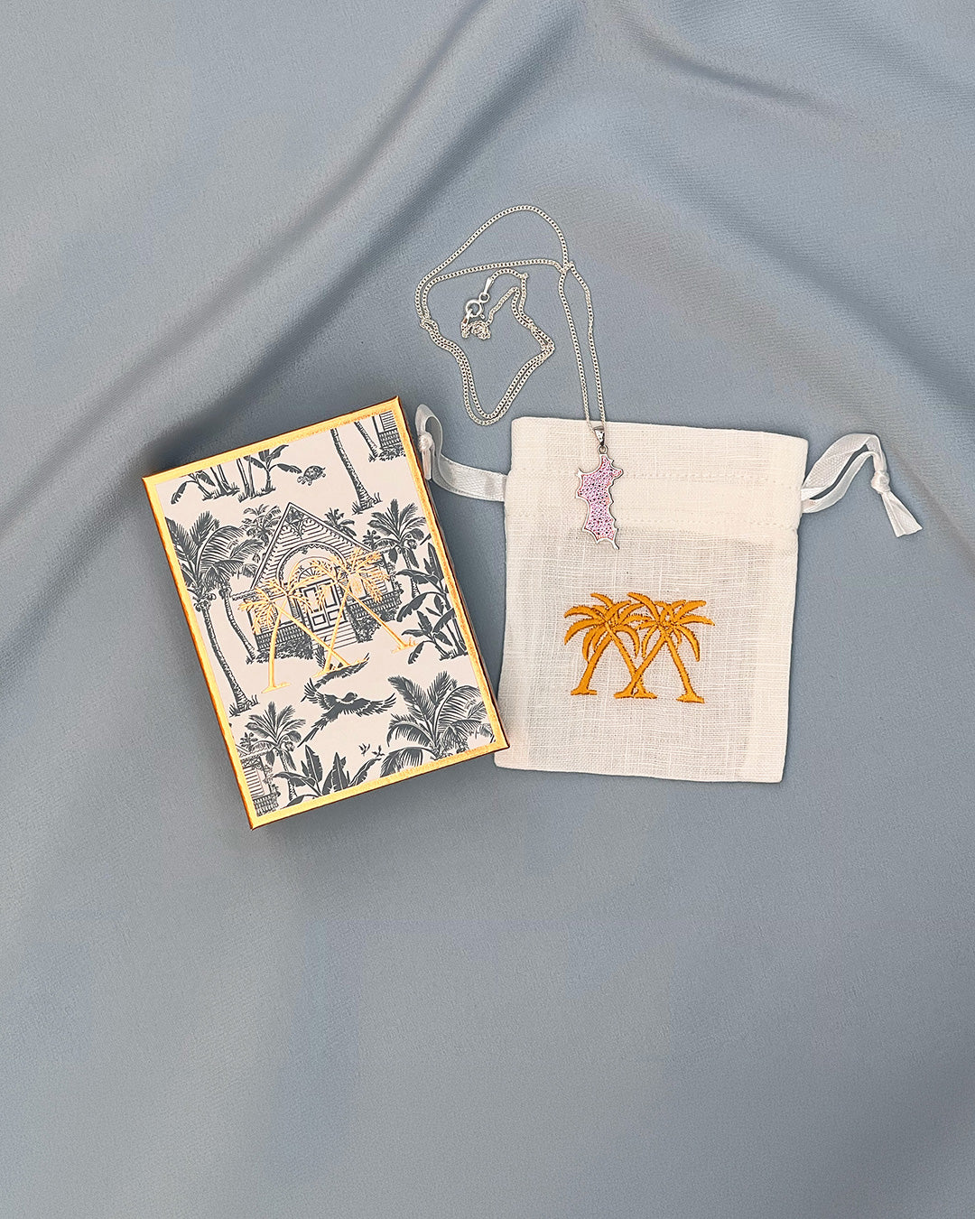 Silver Diamante Mini Mustique Island Pendant - Image 3